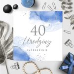 zaproszenia na 40 urodziny marmurki niebieskie