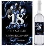 naklejki na butelki urodziny 18 osiemnastka czarne pioruny balony