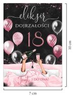 naklejki na butelki urodziny 18 osiemnastka czarne róż balony szampan