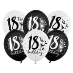balony 18 osiemnastka happy birthday czarne białe