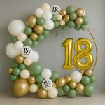 Girlanda Balony Ścianka Zestaw Urodziny Chrzest Ślub Zielony Złoty
