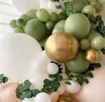 Girlanda Balony Ścianka Zestaw Urodziny Chrzest Ślub Zielony Złoty