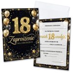 zaproszenia na 18 urodziny czarne złote balony